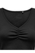 ONLBETTY S/S SCALLOP V-NECK CC JRS - ΜΑΥΡΟ