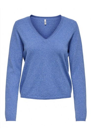 ONLLOYAL LS V-NECK PULLO KNT NOOS - ΜΠΛΕ