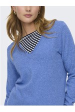 ONLLOYAL LS V-NECK PULLO KNT NOOS - ΜΠΛΕ