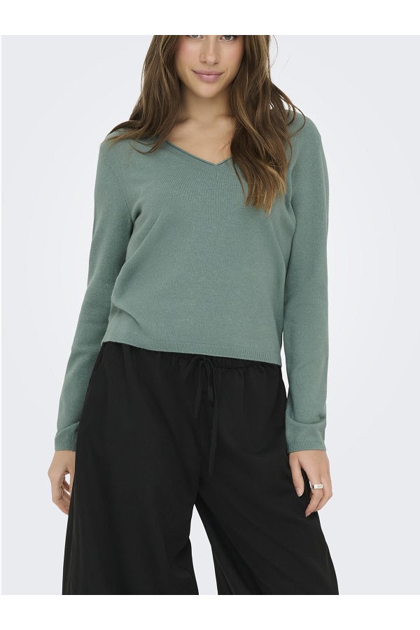 ONLLOYAL LS V-NECK PULLO KNT NOOS - ΠΡΑΣΙΝΟ