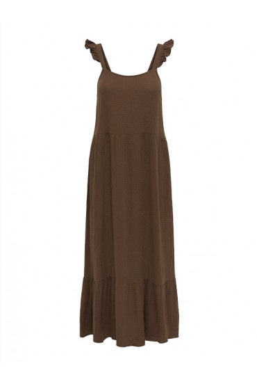 ONLTHYRA MAY S/L LONG DRESS WVN EX - ΚΑΦΕ