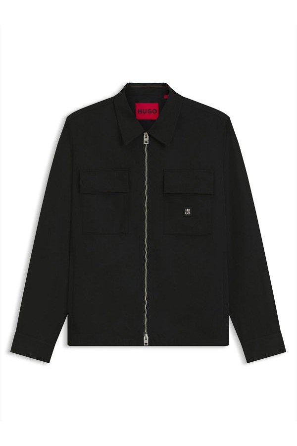 ELACK shirt with zip closure - ΜΑΥΡΟ