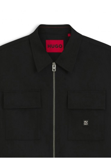 ELACK shirt with zip closure - ΜΑΥΡΟ