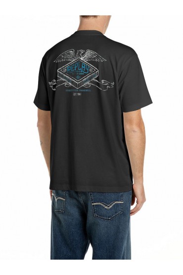REPLAY T-SHIRT MENS - ΜΑΥΡΟ