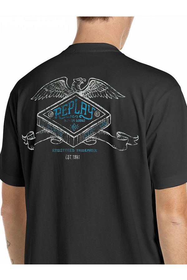 REPLAY T-SHIRT MENS - ΜΑΥΡΟ
