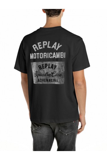 REPLAY T-SHIRT MENS - ΜΑΥΡΟ