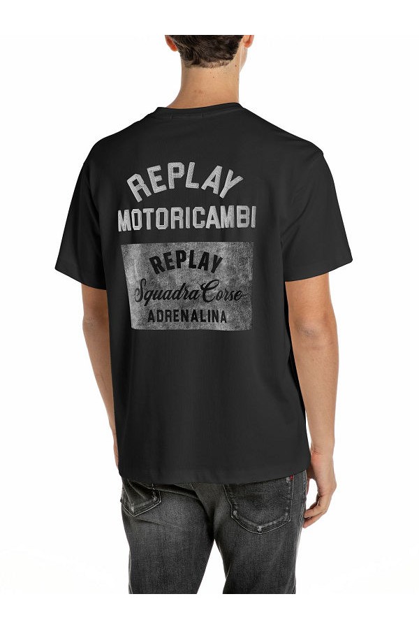 REPLAY T-SHIRT MENS - ΜΑΥΡΟ