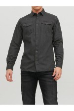 JJESHERIDAN SHIRT L/S NOOS - ΜΑΥΡΟ