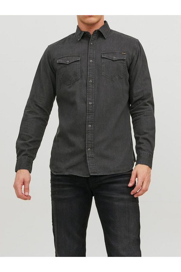 JJESHERIDAN SHIRT L/S NOOS - ΜΑΥΡΟ