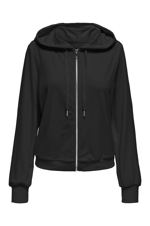 ONLREBEL L/S ZIP STRING HOOD CC - ΜΑΥΡΟ