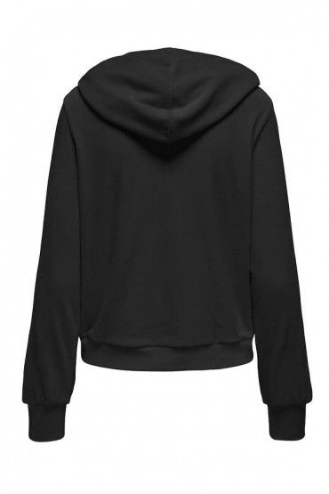 ONLREBEL L/S ZIP STRING HOOD CC - ΜΑΥΡΟ