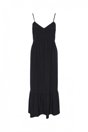 PCSADE STRAP LONG DRESS WVN NOOS BC - ΜΑΥΡΟ