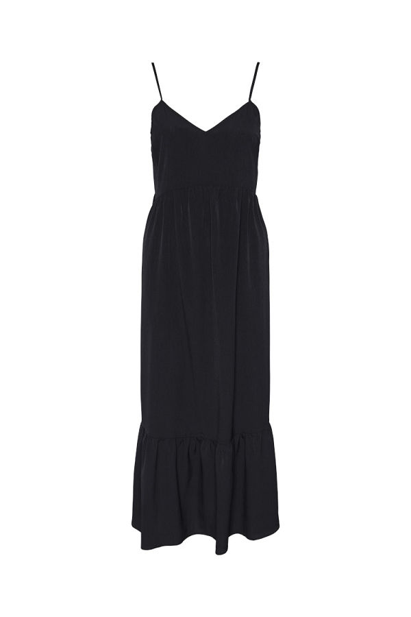 PCSADE STRAP LONG DRESS WVN NOOS BC - ΜΑΥΡΟ