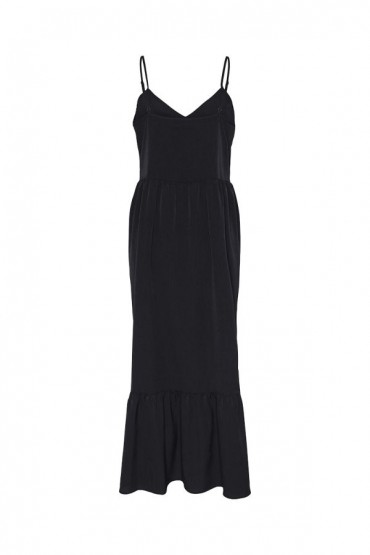 PCSADE STRAP LONG DRESS WVN NOOS BC - ΜΑΥΡΟ