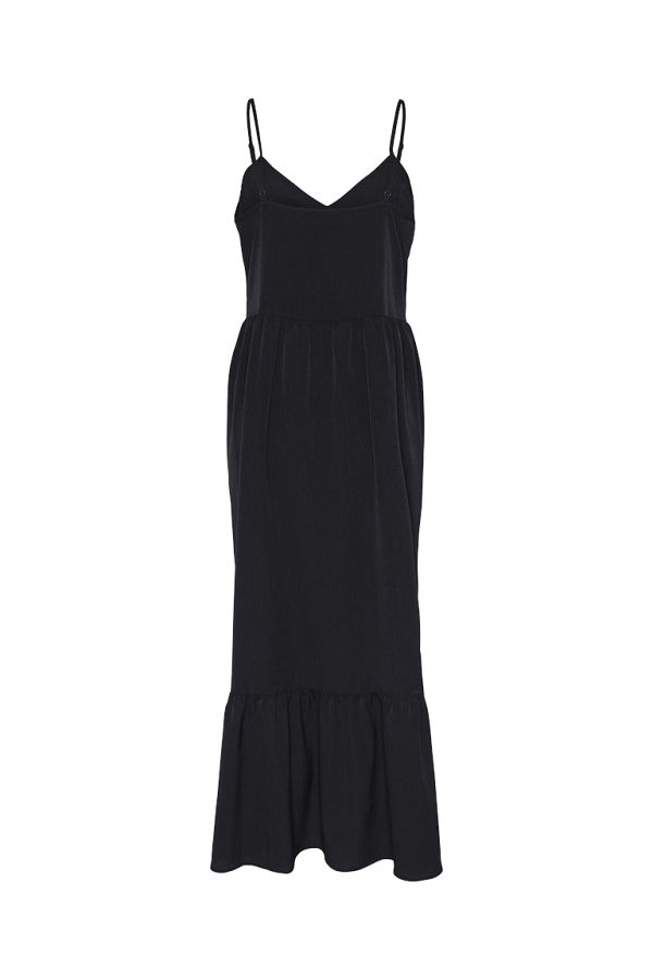 PCSADE STRAP LONG DRESS WVN NOOS BC - ΜΑΥΡΟ
