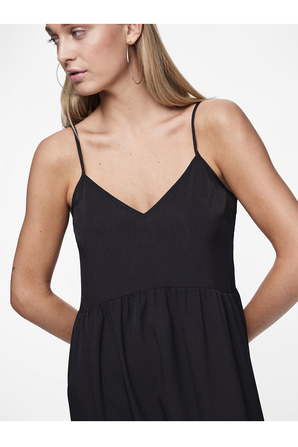 PCSADE STRAP LONG DRESS WVN NOOS BC - ΜΑΥΡΟ