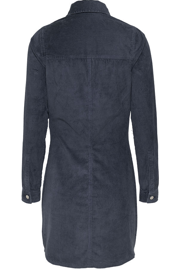 TJW SLIM LS WASHED CORD DRESS - ΜΠΛΕ