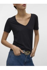 VMPEPPER SS V-NECK T-SHIRT VMA NOOS - ΜΑΥΡΟ