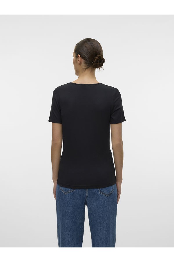 VMPEPPER SS V-NECK T-SHIRT VMA NOOS - ΜΑΥΡΟ