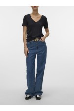 VMPEPPER SS V-NECK T-SHIRT VMA NOOS - ΜΑΥΡΟ