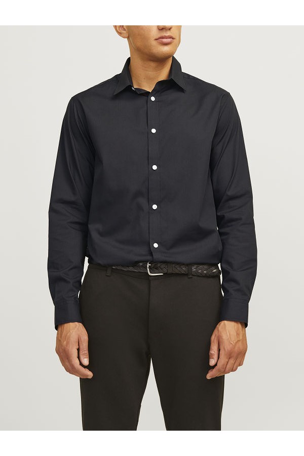 JREBGAVIN SOLID SHIRT LS NOOS - ΜΑΥΡΟ