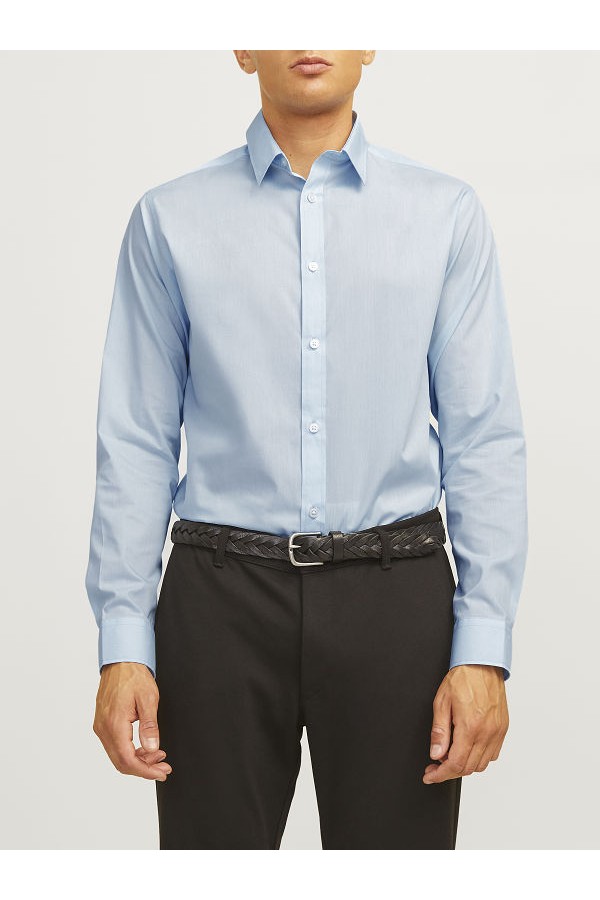 JREBGAVIN SOLID SHIRT LS NOOS - ΜΠΛΕ ΑΝΟΙΧΤΟ
