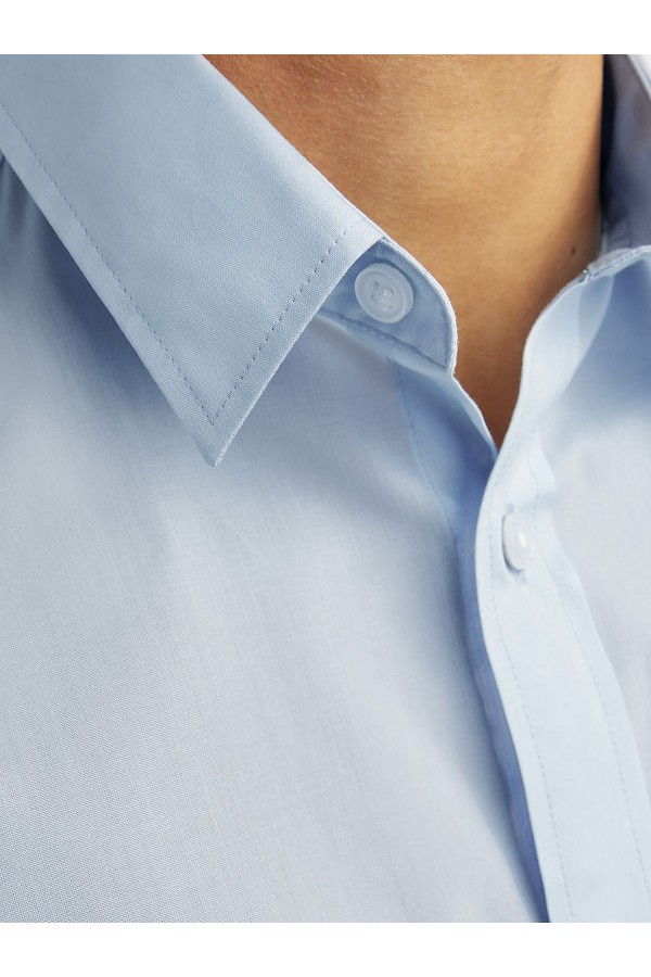 JREBGAVIN SOLID SHIRT LS NOOS - ΜΠΛΕ ΑΝΟΙΧΤΟ