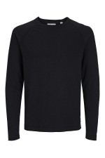 JJEBREEZE KNIT CREW NECK SN - ΜΑΥΡΟ