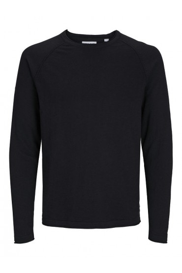 JJEBREEZE KNIT CREW NECK SN - ΜΑΥΡΟ