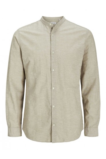 JJEBREEZE LINEN BLE BAND SHIRT LS SN PLS - ΜΠΕΖ