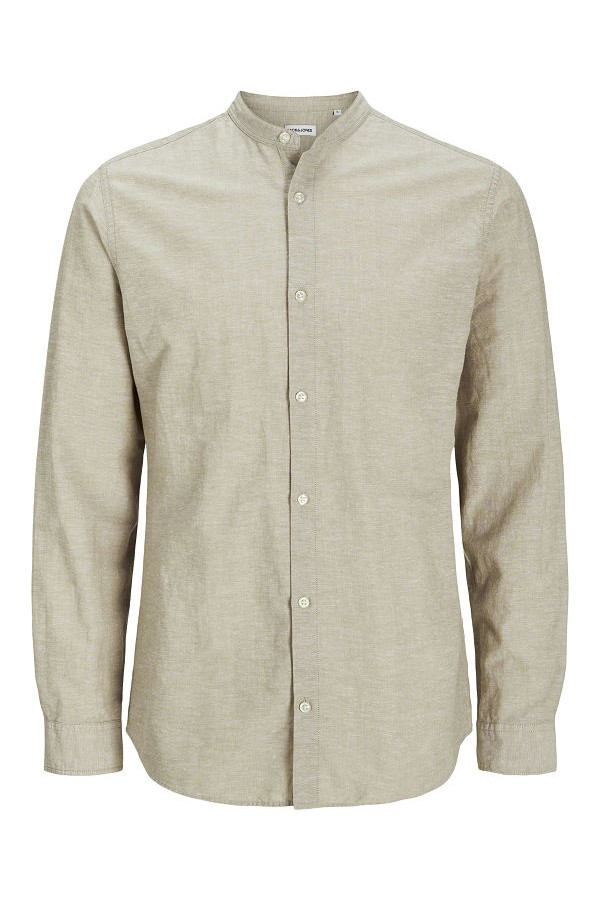 JJEBREEZE LINEN BLE BAND SHIRT LS SN PLS - ΜΠΕΖ