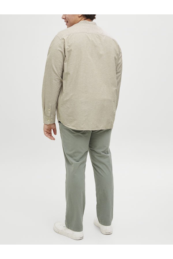 JJEBREEZE LINEN BLE BAND SHIRT LS SN PLS - ΜΠΕΖ