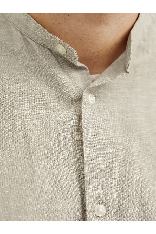 JJEBREEZE LINEN BLE BAND SHIRT LS SN PLS - ΜΠΕΖ