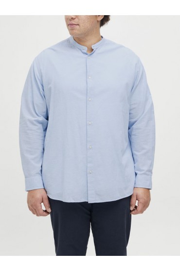 JJEBREEZE LINEN BLE BAND SHIRT LS SN PLS - ΜΠΛΕ