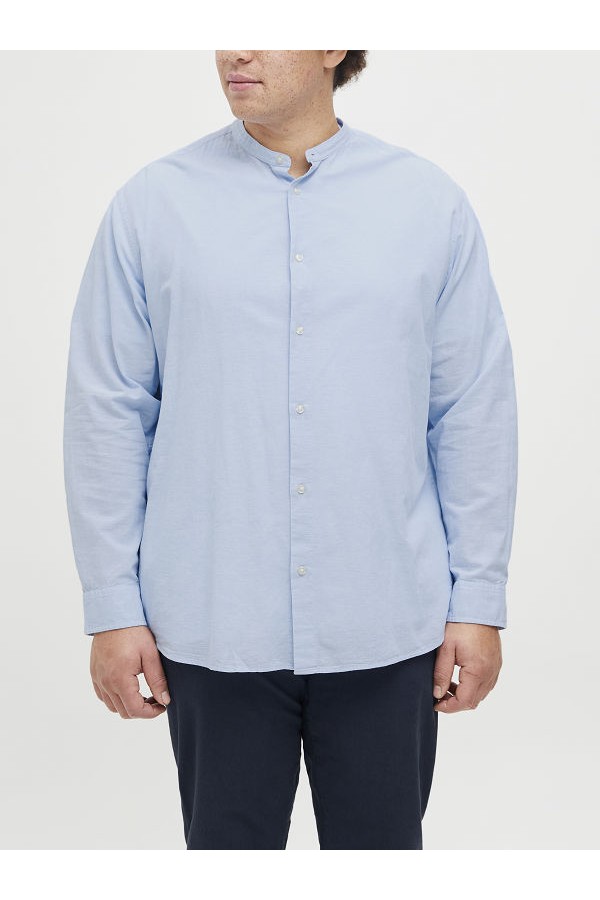 JJEBREEZE LINEN BLE BAND SHIRT LS SN PLS - ΜΠΛΕ