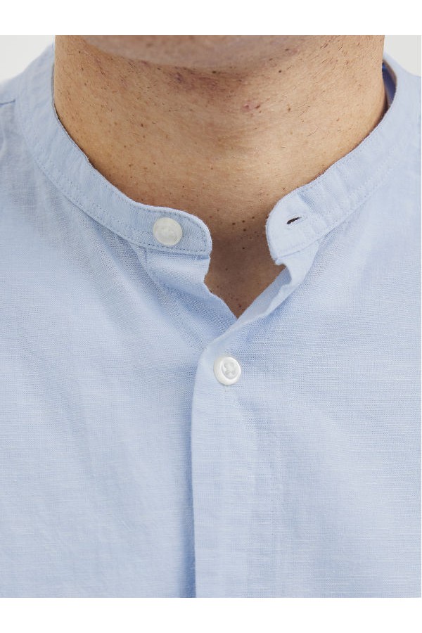 JJEBREEZE LINEN BLE BAND SHIRT LS SN PLS - ΜΠΛΕ