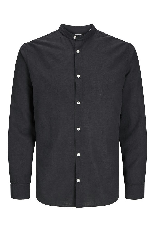 JJEBREEZE LINEN BLE BAND SHIRT LS SN PLS - ΜΑΥΡΟ