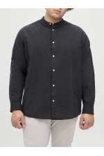 JJEBREEZE LINEN BLE BAND SHIRT LS SN PLS - ΜΑΥΡΟ