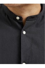 JJEBREEZE LINEN BLE BAND SHIRT LS SN PLS - ΜΑΥΡΟ