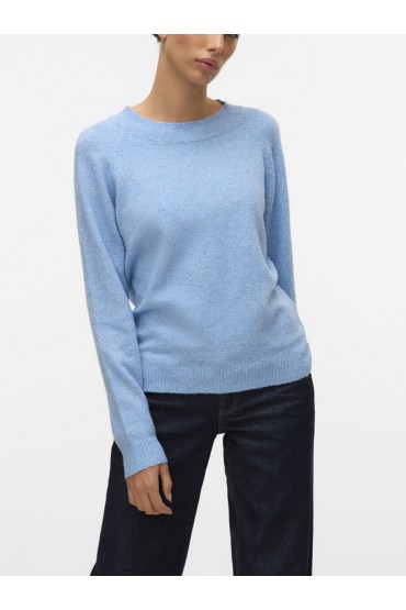 VMDOFFY LS O-NECK BLOUSE GA NOOS - ΜΠΛΕ ΑΝΟΙΧΤΟ