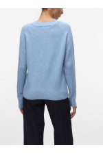 VMDOFFY LS O-NECK BLOUSE GA NOOS - ΜΠΛΕ ΑΝΟΙΧΤΟ
