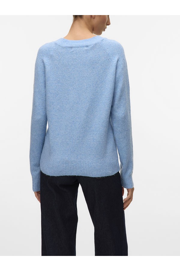 VMDOFFY LS O-NECK BLOUSE GA NOOS - ΜΠΛΕ ΑΝΟΙΧΤΟ
