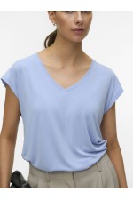 VMFILLI SS V-NECK TEE NOOS - ΜΠΛΕ ΑΝΟΙΧΤΟ