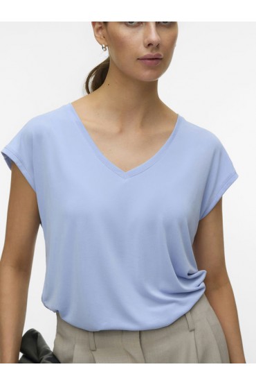VMFILLI SS V-NECK TEE NOOS - ΜΠΛΕ ΑΝΟΙΧΤΟ