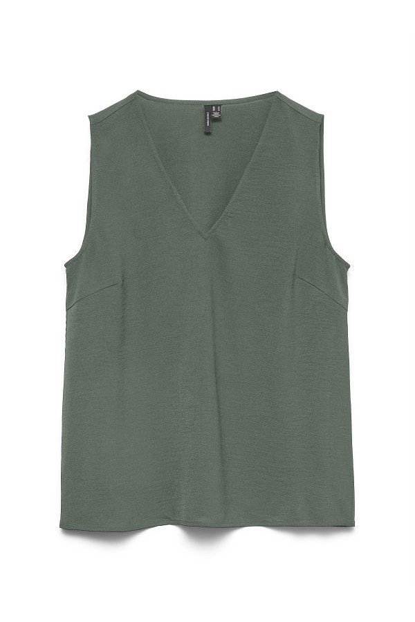 VMALVA S/L V-NECK TOP WVN GA EXP - ΧΑΚΙ