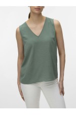 VMALVA S/L V-NECK TOP WVN GA EXP - ΧΑΚΙ