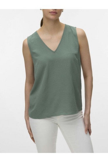 VMALVA S/L V-NECK TOP WVN GA EXP - ΧΑΚΙ
