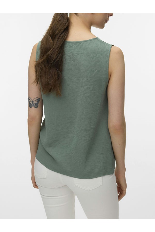 VMALVA S/L V-NECK TOP WVN GA EXP - ΧΑΚΙ