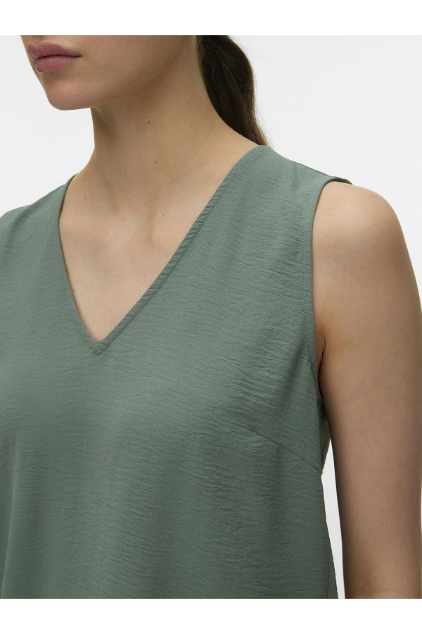VMALVA S/L V-NECK TOP WVN GA EXP - ΧΑΚΙ