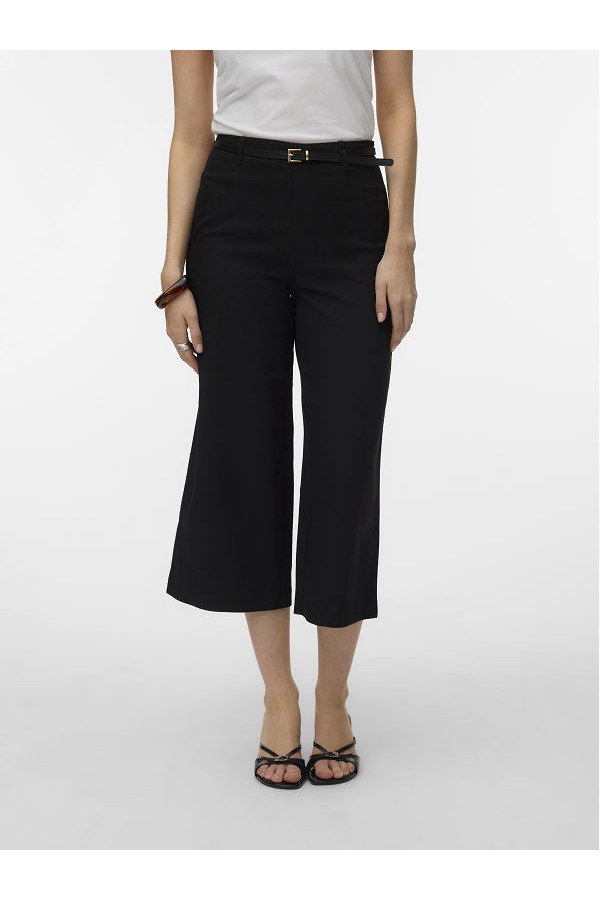 VMELMA HW WIDE CULOTTE BELT PANT NOOS - ΜΑΥΡΟ
